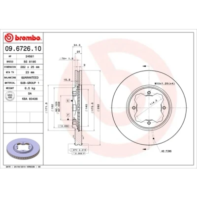 Afbeelding van Brembo Remschijf 09.6726.10