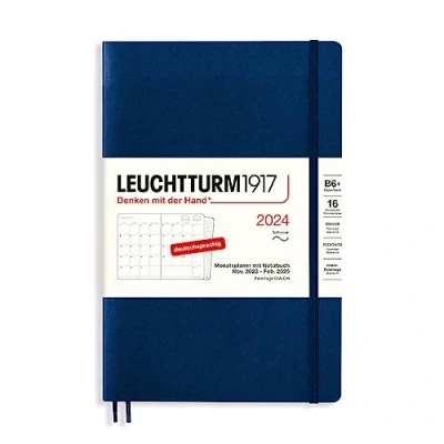 Afbeelding van LEUCHTTURM1917 367576 maandplanner &amp; notitieboek Paperback (B6+) 2024, 16 maanden, softcover, marine, Duits