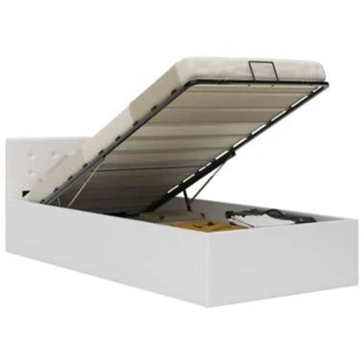 Afbeelding van vidaXL Bedframe met opbergruimte hydraulisch kunstleer wit 90x200 cm