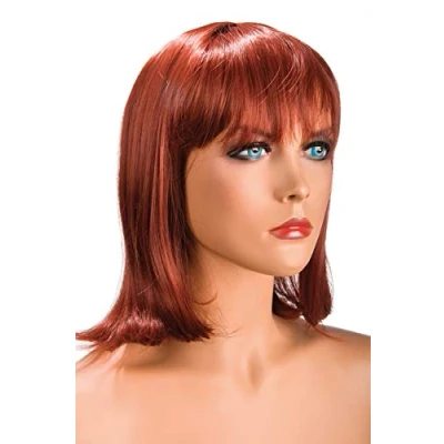 Afbeelding van World Wigs Camila Pruik Halflang Koper Carre met Rechte Pony
