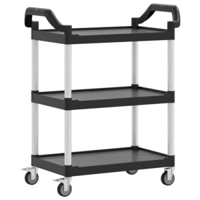 Afbeelding van vidaXL Trolley 3 laags 81x41x92 cm aluminium zwart