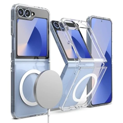 Afbeelding van Ringke Fusion Magnetic voor Samsung Z Flip 6 Case, Compatibel met Magnetisch Draadloos Transparant Antislip Hard PC Schokbestendig TPU Bumper Beschermend Hoesje Galaxy Clear