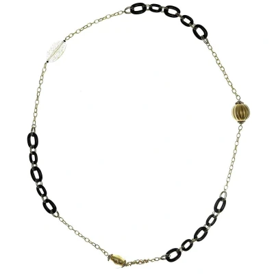 Afbeelding van Behave Lange ketting goud kleur met zwarte details 150 cm