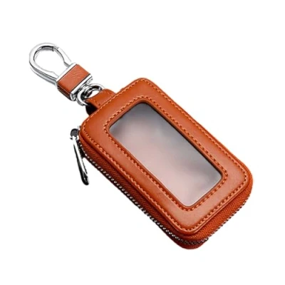 Afbeelding van Sleutelbeschermer, Autosleutelhoes, Sleutelhoesje Portemonnee Pouch Bag, Lederen Sleutelhoes, Slimme Sleutelhanger Munt Houder Metalen Haak &amp; Sleutelhanger, Rits Tas voor Auto