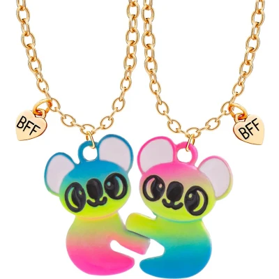 Afbeelding van Bixorp Friends BFF Ketting voor 2 met Regenboog Koala&#039;s Goudkleurig Koord Vriendschapsketting Cadeau