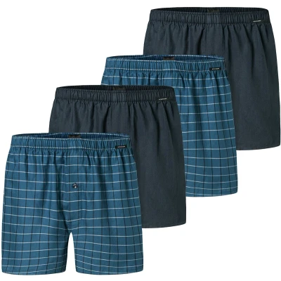 Afbeelding van Schiesser 4ER PACK WEB Boxershorts Dunkelblau blau, Heren, Maat: Large, blau