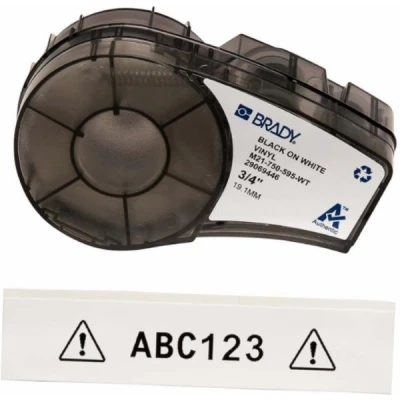 Afbeelding van Brady M21 750 595 WT tape vinyl zwart op wit 19,1 mm x 6,40 m (compatible)
