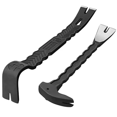Afbeelding van 2 delige spijkertrekkerset 300 mm / 380 platte koevoet Gebreide sloopstangenset Robuuste en duurzame