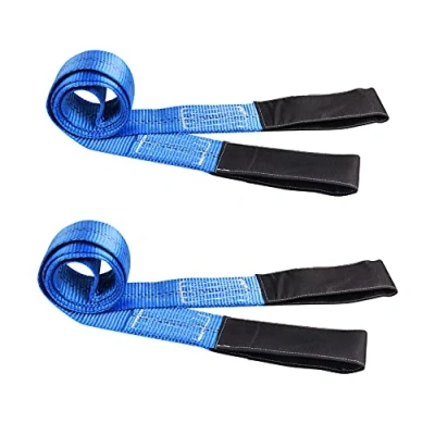 Afbeelding van CarBole 6 &#039;x 2 &quot;hijsstrop met platte lus, stuks sterke heavy duty duplex polyester singelband Cargo Lift Sling Strap Strop, maximale breeksterkte 9000 pond, werklast 3000 pond (blauw)