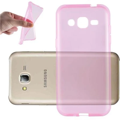 Afbeelding van Cadorabo Hoesje geschikt voor Samsung Galaxy J2 2015 in TRANSPARANT ROZE Beschermhoes gemaakt van flexibel TPU Silicone Case Cover