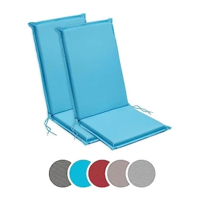 Afbeelding van sleepling Kussens met hoge rugleuning, set van 2, tuinstoelkussens, kussen voor tuinmeubelen, Made in EU, Oeko Tex, hoekbanden en instelband, afneembare overtrek, 120 x 50 6 cm, aquablauw