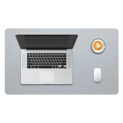 Afbeelding van DOBAOJIA Bureaulegger, Bureau Pad, Blotter, Schrijven Muis en Toetsenbord Uitgebreide Mat, Onderlegger XL, PU leer waterdicht + suède antisli 60 x 35cm (Grijs)