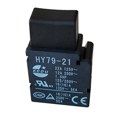 Afbeelding van KEDU HY79 21 Schakelaar met sluiter, elektrisch gereedschap, drukknopschakelaar, 22 A, 125 V, 12 250 1,5 pk, 125/250 5E4 CE, CQC, 2 stuks