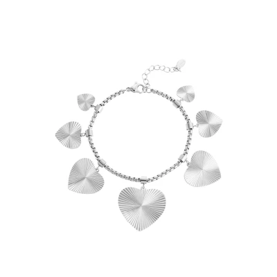 Afbeelding van Bijoutheek Armband (Sieraad) Hartjes Structuur Zilver