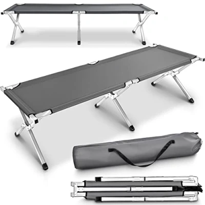 Afbeelding van TRESKO XXL campingbed veldbed 210 x 72 45 cm metalen buis belastbaarheid tot 150kg (grijs)