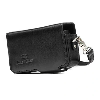 Afbeelding van MegaGear MG885 Sony Cyber shot DSC HX99, HX95, HX90V, HX80, WX500 lederen cameratas met draagriem, zwart