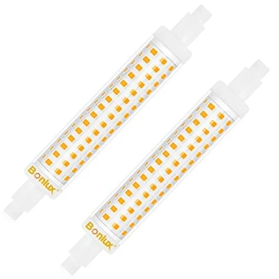 Afbeelding van Bonlux LED 118 mm R7S lamp, lineair, natuurlijk wit, 4000 K, niet dimbaar, J118 Slim, dubbel effect, equivalent 125 W, 120 AC 220 240 V, 1300 lm, 360 graden (verpakking van 2)