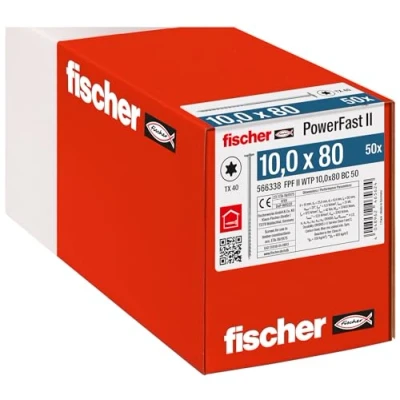 Afbeelding van Fischer PowerFast II 566338 Houtschroef 10 mm 80 Binnen T, Interne vertanding, TX, Torx, T profiel Staal Galvanisch verzinkt 50 stuk(s)