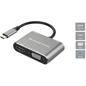 Afbeelding van Conceptronic DONN16G notebook dock &amp; poortreplicator Bedraad USB 3.2 Gen 1 (3.1 1) Type C Zwart,