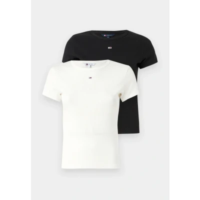 Afbeelding van Tommy Jeans Essential 2 PACK Tshirt basic, Dames, Maat: 32, Ecru/black