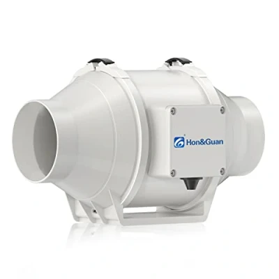Afbeelding van Hon&amp;Guan Buisventilator, 100 mm, stil, buisventilator met EU stekker, instelbare hoge en lage modus, inline kanaalventilator, badkamerventilator voor kantoor, groeitenten, hydrocultuur