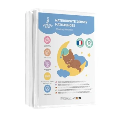 Afbeelding van Waterdichte Matrasbeschermer Baby 60x120 Voor Babybedje Bedkussen Gemakkelijk Te Plaatsen Zacht Ademend Machine Wasbaar Gecertificeerd Oeko Tex 10 Jaar Garantie