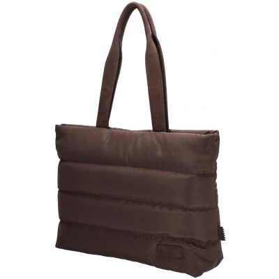 Afbeelding van Zebra Trends Elske Shopper 15,6&quot; Laptoptas Crossbody Schoudertas Soft Puffer Tas Donkerbruin