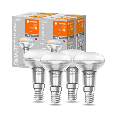 Afbeelding van LEDVANCE Smart LED R50 spot lamp met Wifi technologie, E14 basis, lichtkleur veranderbaar (2700 6500K), vervanger voor 40W reflector gloeilampen, bedienbaar Alexa, Google &amp; App, 4 pak