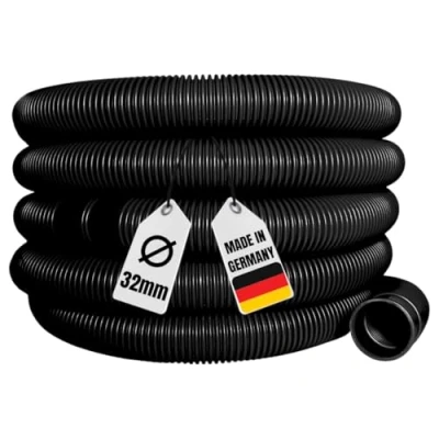 Afbeelding van AquaOne zwembadslang, 32 mm, zwart, 1,5 meter, hoogwaardige zwembadslang voor tuin en zwembad, zuigslang, pompslang, flexibele waterslang