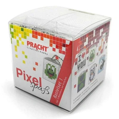 Afbeelding van Pixel P90006 63501 Leuke knutselset 1 voor kinderen, eenvoudig insteeksysteem met steentjes van bioplastic het ontwerpen 6 sleutelhangers (medaillons), zonder strijken en lijmen