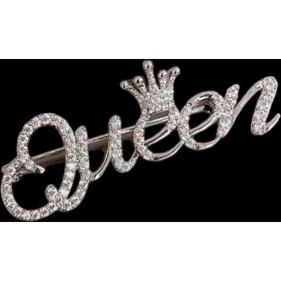 Afbeelding van Broche Queen met kroontje Strass ( Zilverkleurig ) 5 x 1.8 cm