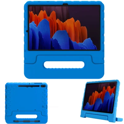 Afbeelding van Samsung Galaxy Tab S8 Plus Hoes: iMoshion Kidsproof Backcover met handvat Shockproof/Valbescherming Softcase,Backcover Blauw Siliconen En TPU