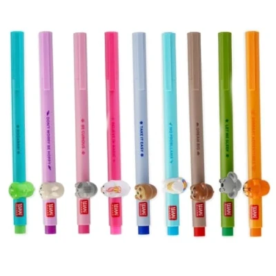 Afbeelding van LEGAMI Gelstift Lovely Friends, decoratief dier, afneembaar en opnieuw combineerbaar, voorkomt rollen, fijne 0,5 mm punt, 9 delige set verschillende inktkleuren