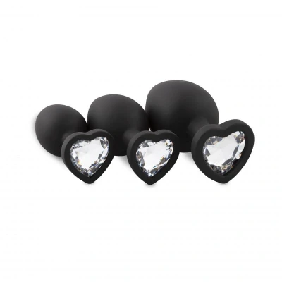 Afbeelding van Siliconen Buttplug Set Met Diamantjes Hart