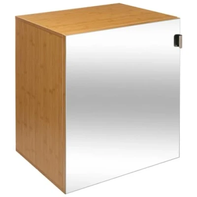 Afbeelding van Five Bamboe Modern Badkamerkast met modulaire spiegel deur Ideaal voor elke ruimte, groot of klein