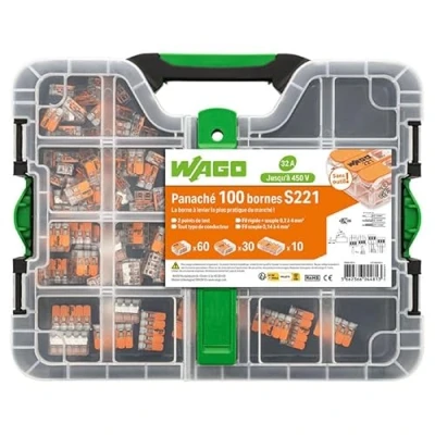 Afbeelding van Wago Koffer met 100 klemmen S221 (60 x 2E + 30 3E 10 5E)