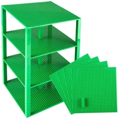 Afbeelding van Strictly Briks Brik Tower Klassieke bouwplaten 100% compatibel met alle grote merken voor torens, plankjes en meer 4 stapelbare &amp; 30 Stackers groen 25,5 x cm (de bouwplaten)