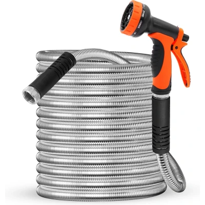 Afbeelding van FlinQ RVS Flexibele Tuinslang tot 30 meter Waterslang met Sproeikop Flexibel dus geen Knopen