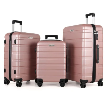 Afbeelding van TAN.TOMI Kofferset 3 Delig 95L Handbagage + 65L +41L Ruimbagage Cijferslot Reiskoffer met Wielen Rosé Goud