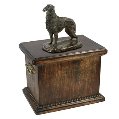 Afbeelding van Elegante urn hond voor Borzoi met beeldje in klassieke stijl