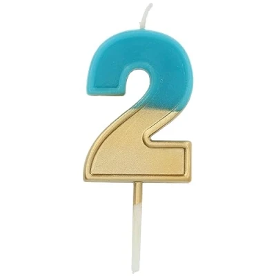 Afbeelding van Folat Kaars Retro Cijfer 2 Blauw 5 cm
