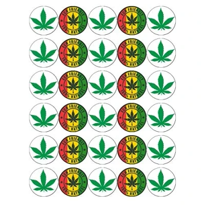 Afbeelding van 30 Cannabis Blad Marihuana Onkruid Ganja Cupcake Toppers Eetbare Wafer Papier Fairy Cake Verjaardagstaarten