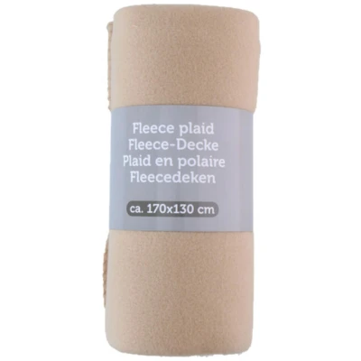 Afbeelding van Polyester fleece deken/dekentje/plaid 170 x 130 cm warm beige