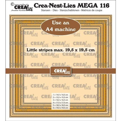 Afbeelding van Crealies Crea Nest Lies Mega Vierkanten streepjes halve cm CLNestMega116 19,5x19,5cm (01 24)