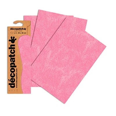 Afbeelding van Décopatch Ref C667O Pink Animal Fur Print Paper Pack Elk vel 30 x 40cm, pak van 3 vellen papier Best gebruikt met Décopach lijm &amp; lak, roze
