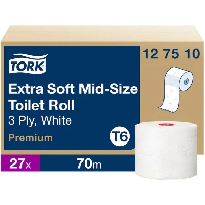 Afbeelding van Tork Extra Zacht Mid size Toiletpapier 3 laags Wit T6 Premium 127510