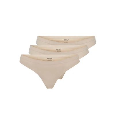 Afbeelding van ONLY seamless string ONLTRACY (set van 3) beige