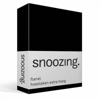 Afbeelding van Snoozing Flanel Hoeslaken Extra Hoog Eenpersoons 80/90x200 cm Zwart