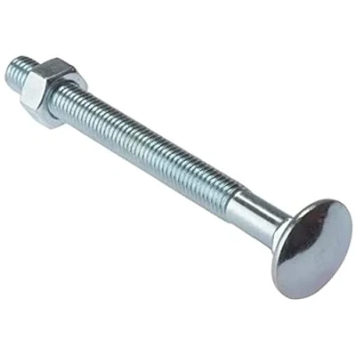 Afbeelding van Merriway BH04898 (10 stuks) Carriage Bouten met Moeren, M10 x 150 mm (3/8 Inch 6 Inch), verzinkt Pack van 10 stuks, zilver