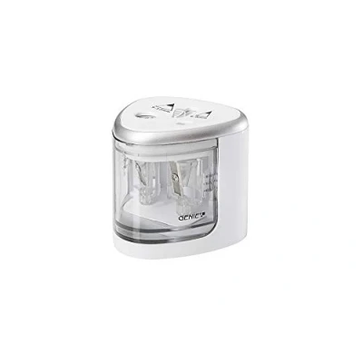 Afbeelding van Genie PS 120 elektrische puntenslijper, geschikt voor alle potloden, kleurpotloden, waskrijt en eyeliner in standaardformaat, dubbele puntenslijper pennen van 6 8 mm (normaal) &amp; 9 12 (jumbo), wit